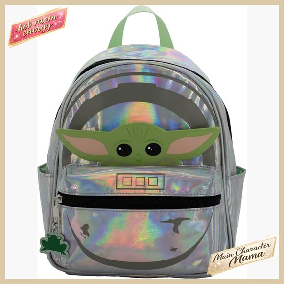 Mini Backpack Purse Faux Leather Adjustable Straps Epoxy Charm Star Wars Grogu